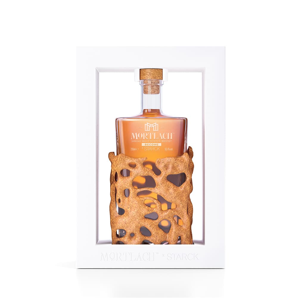 Mortlach x Starck L’Evolution Collection Become bottle in a packaging