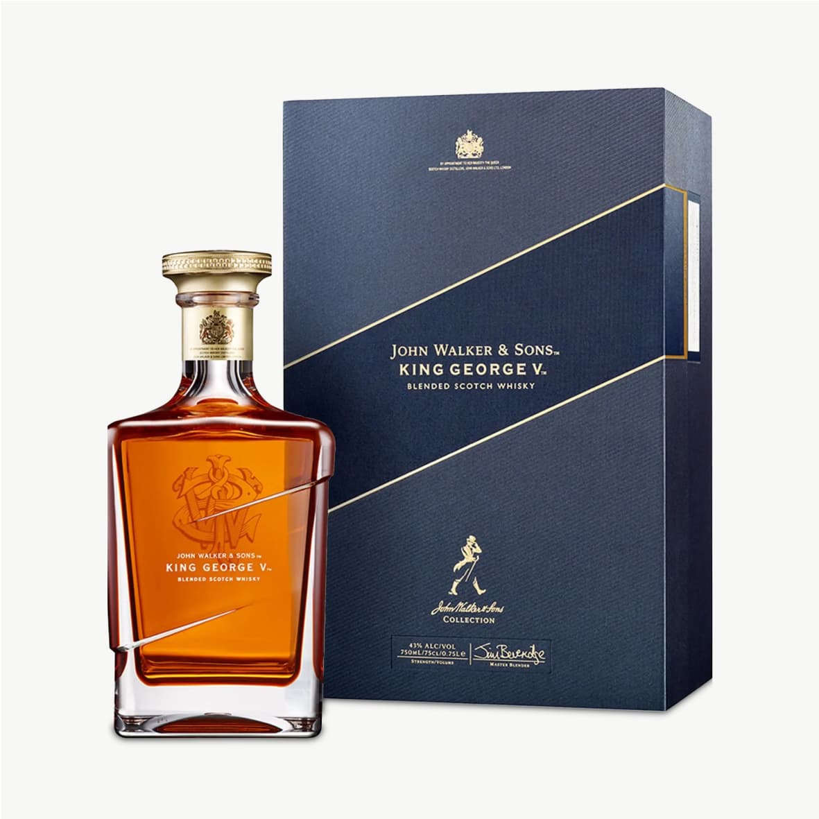John Walker & Sons King George V Blended Scotch Whisky front bottle shot with packaging