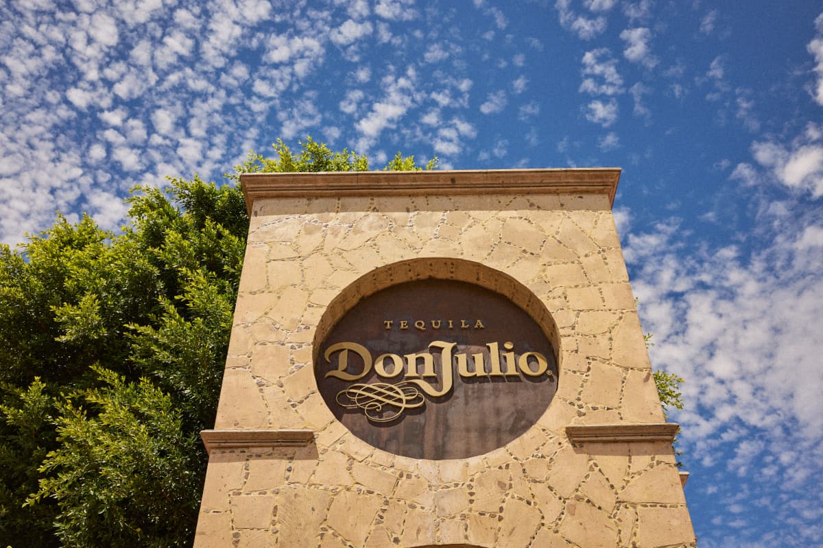 Stone faced sign that says Tequila Don Julio