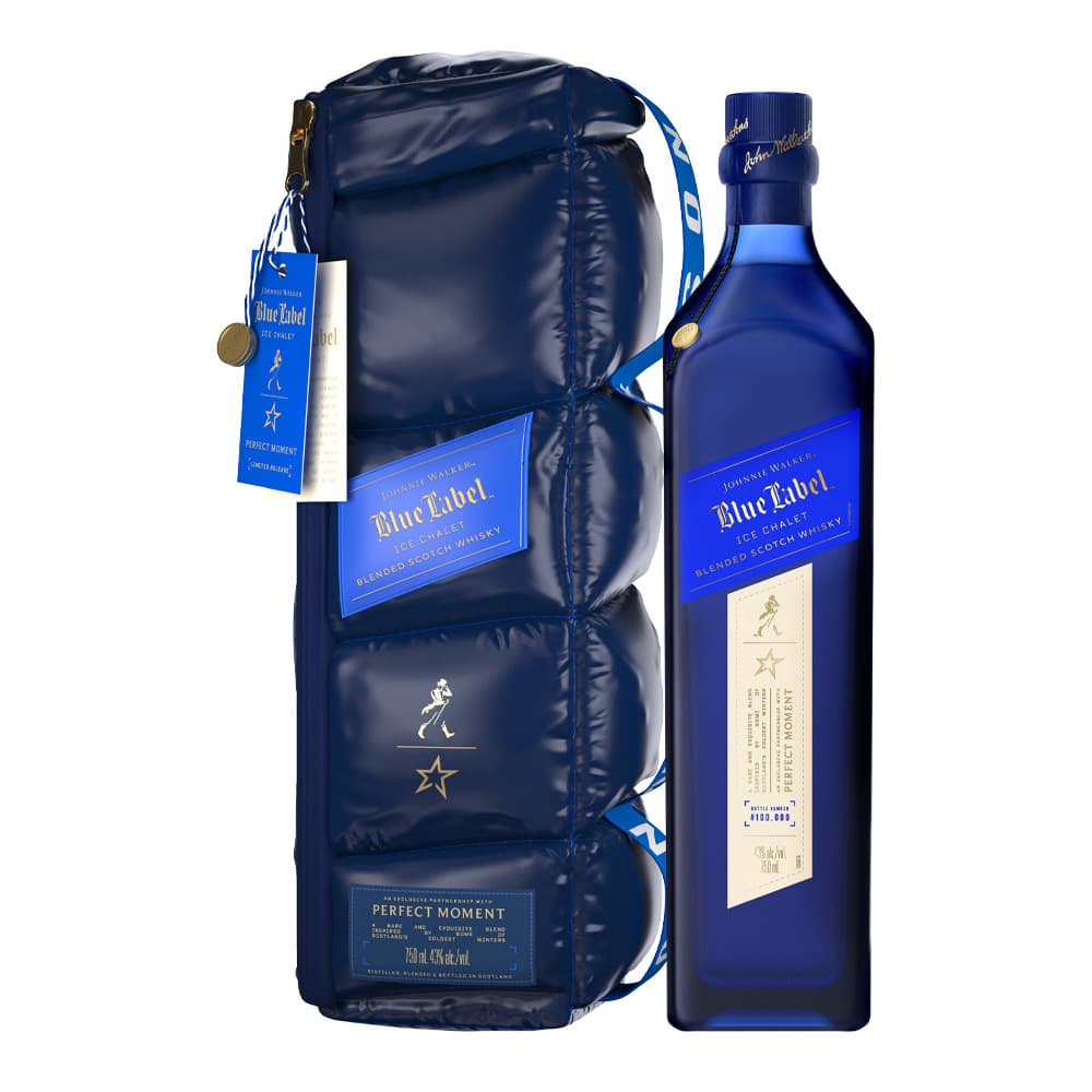 Johnnie Walker Blue Label Ice Chalet Bottle & packaging