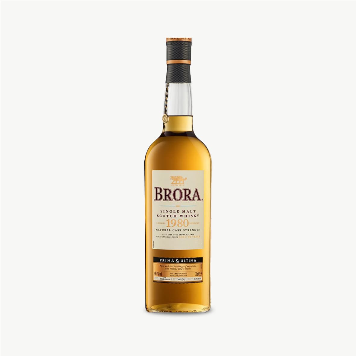 Brora 1980 whisky bottle.